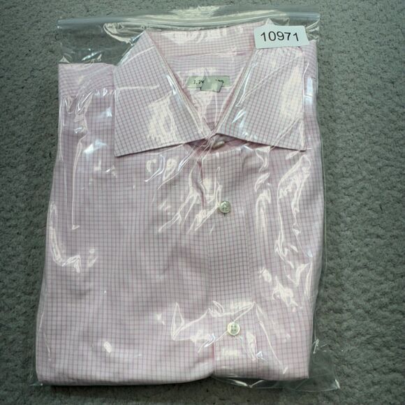 J Peterman Shirt Men 17.5 Graph Check Dress Barrel Cuff Casual Portugal 36.5 - Picture 16 of 16